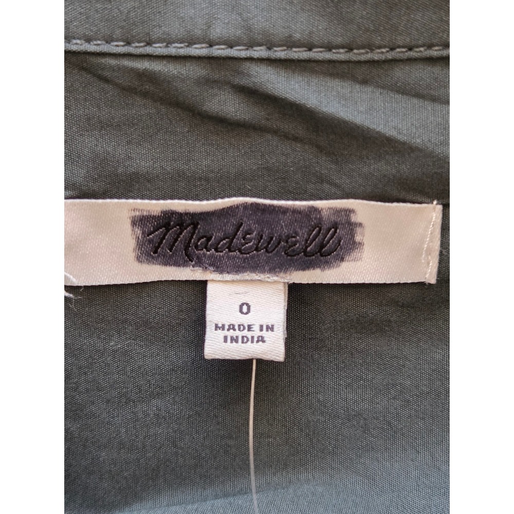 Madewell Tucked Mini Shirtdress Cinched Waist Womens 0 Dark Green NWT $138 NW416 - Picture 5 of 7